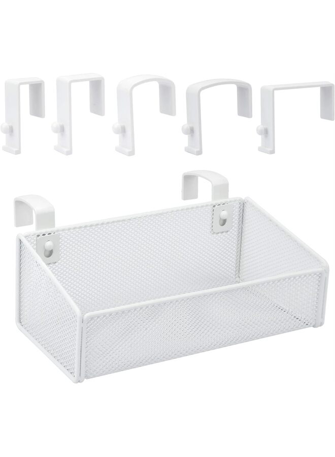 LAMAY Cubicle Shelf - Hanging Floating Shelves Storage Organizer for Office Wall/Desk Partitions Easy Hang-on Metal Mesh Cubicle File Holder with 5 Pairs Plastic Hangers - Image 1